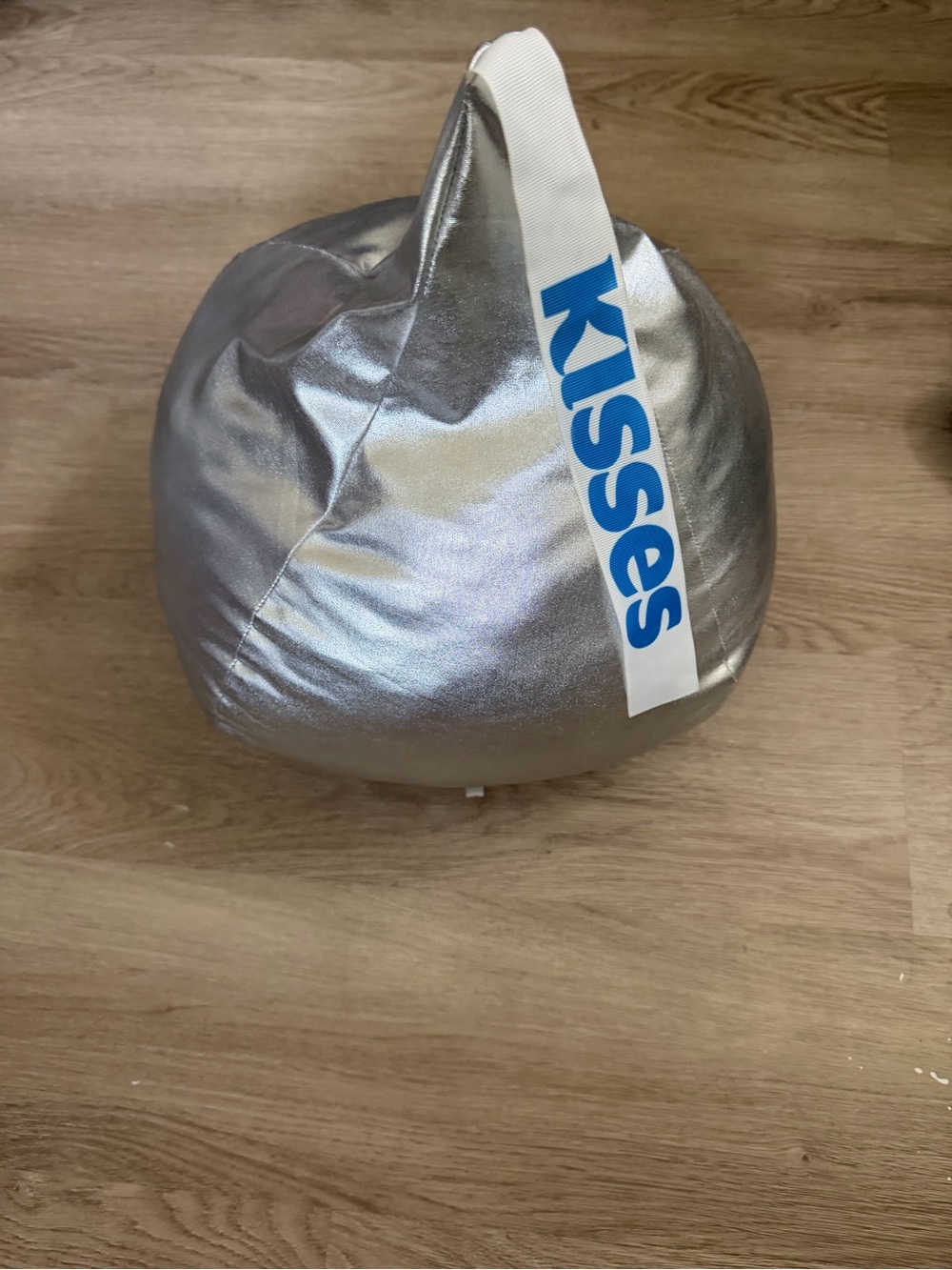 Hersheys KISSES Weighted Metallic Silver Plush Pillow with White Strap